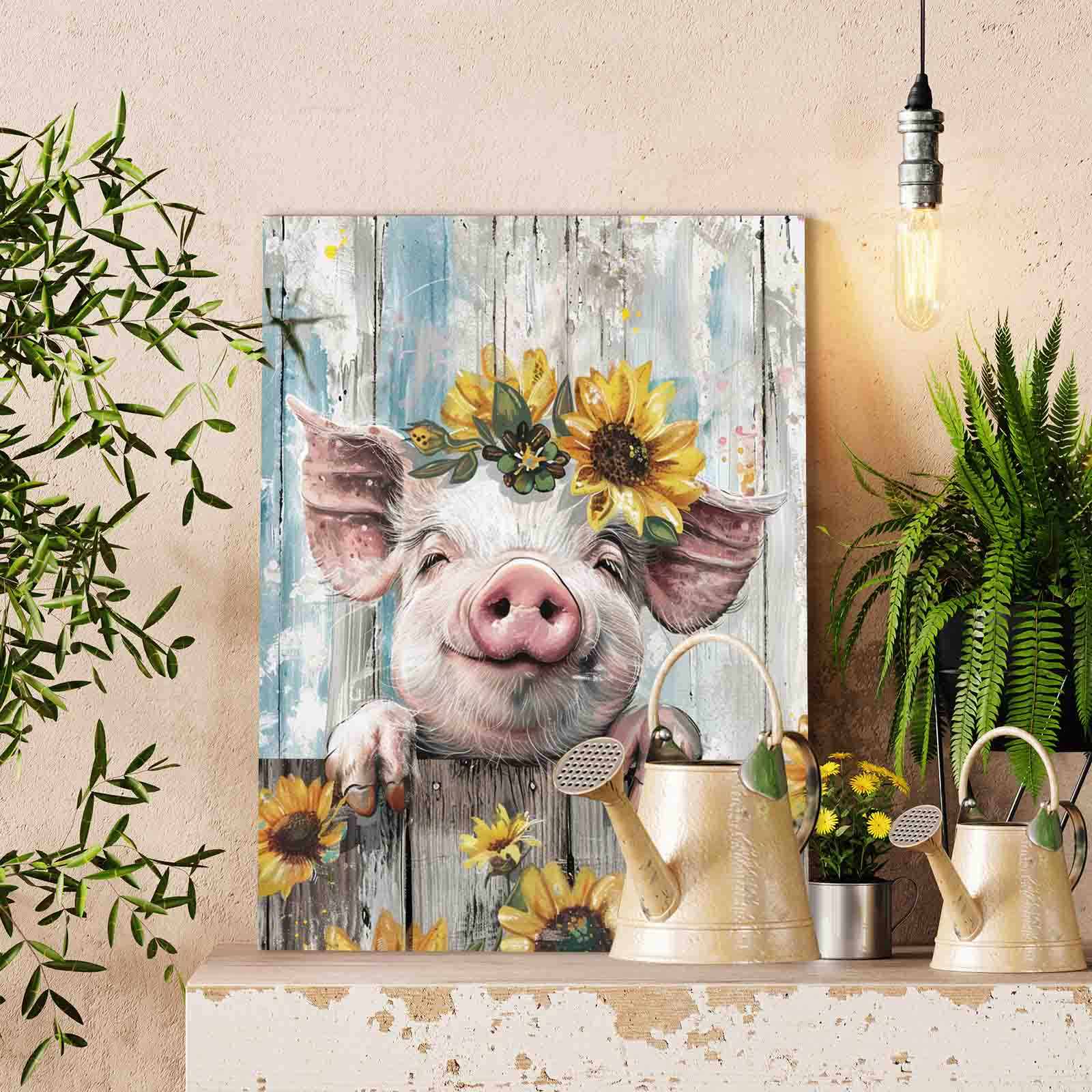 tucocoo-sunflower-crown-piglet-malen-nach-zahlen-schwein image 2