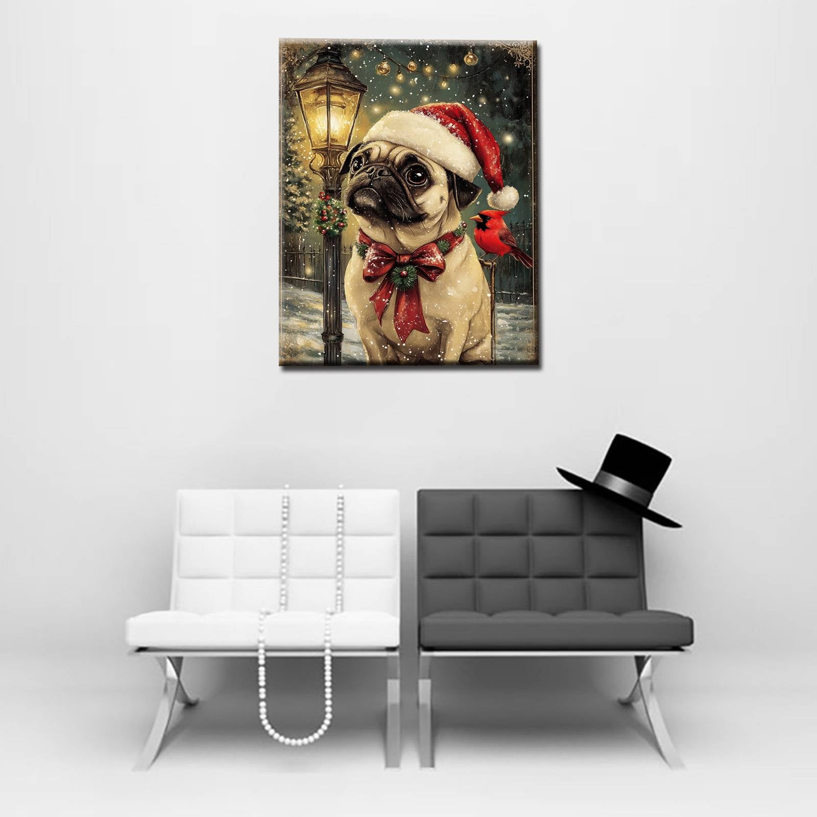 tucocoo-festive-pug-in-snow-leinwandbild-30x40-ungerahmt image 2