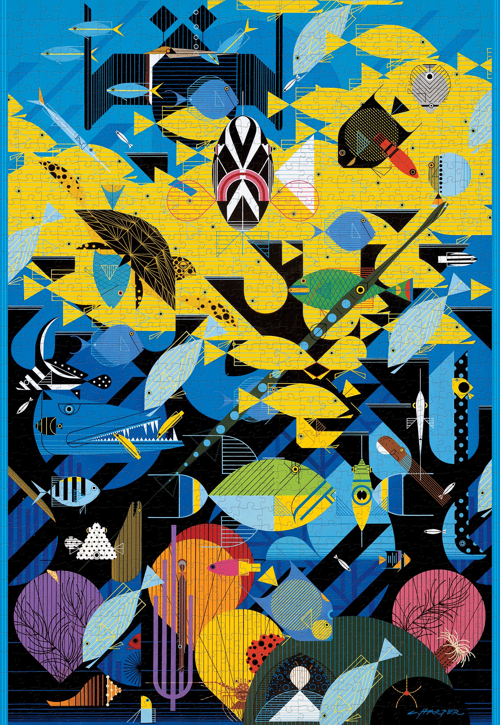 pomegranate-charley-harper-the-coral-reef-puzzle-1000-teile-tiere image 2