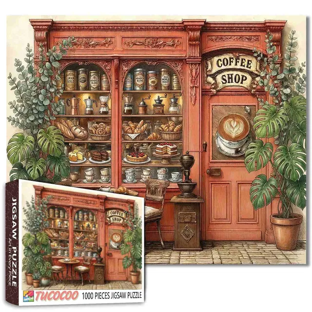 tucocoo-vintage-botanical-coffee-shop-puzzle-1000-teile-caf image 1