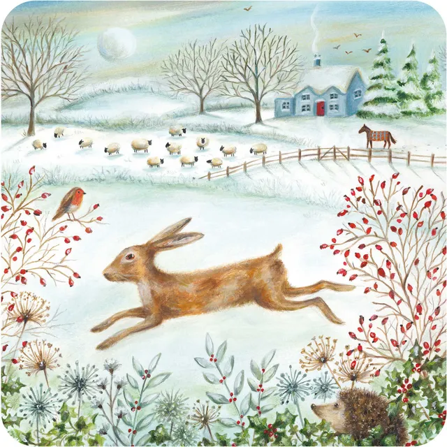 otter-house-christmas-winter-scene-weihnachtskarte-10er-pack-charity image 1