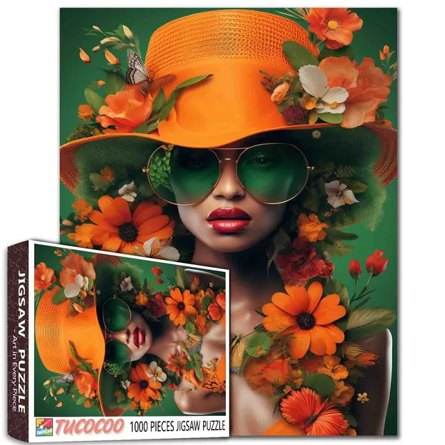 tucocoo-graffitic-woman-tropical-plants-puzzle-1000-teile image 1