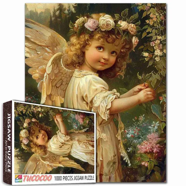 tucocoo-angelic-girl-with-flowers-puzzle-1000-teile-fee image 1