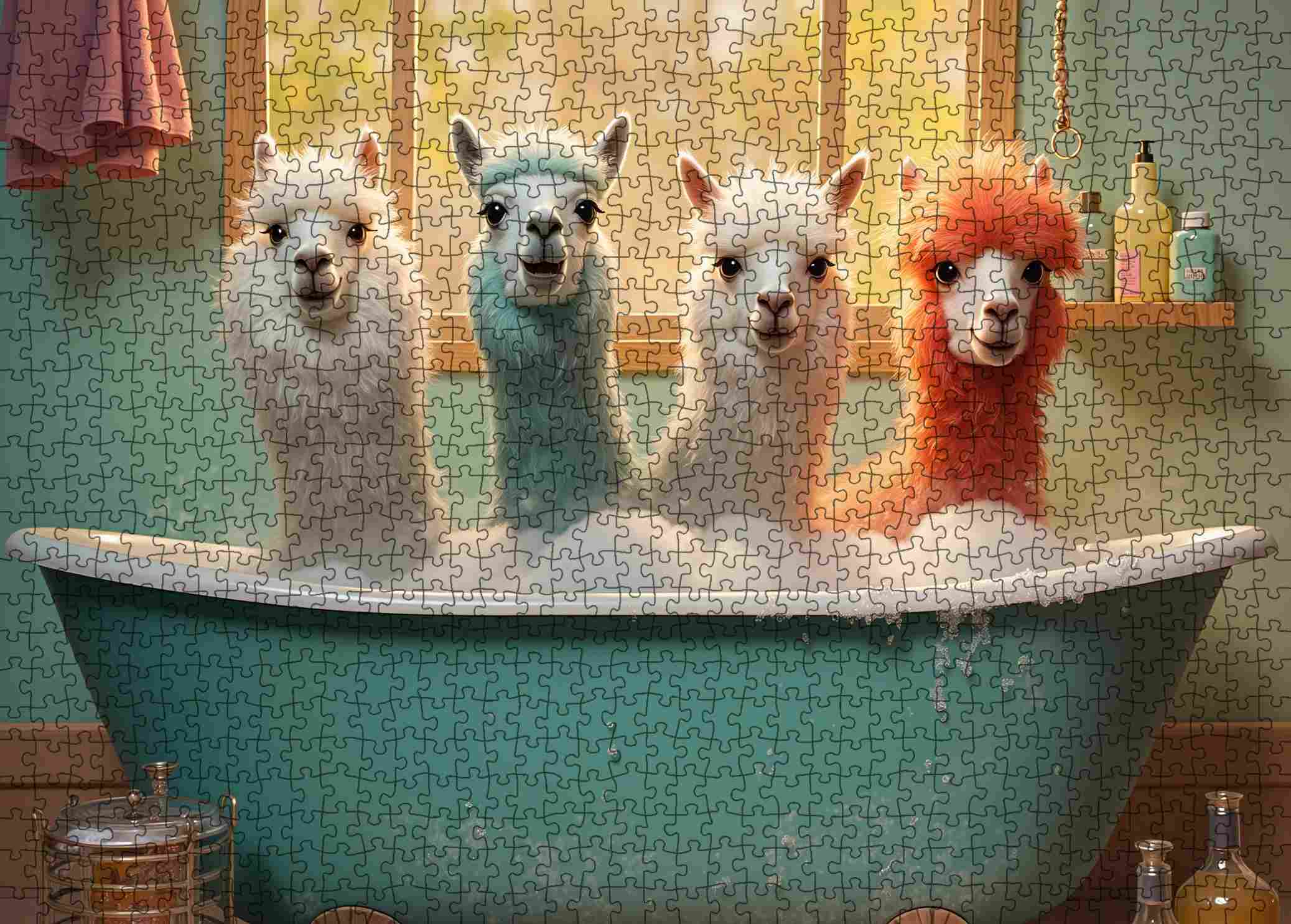 tucocoo-jigsaw-puzzles-alpaka-puzzle-1000-teile-badewanne image 2