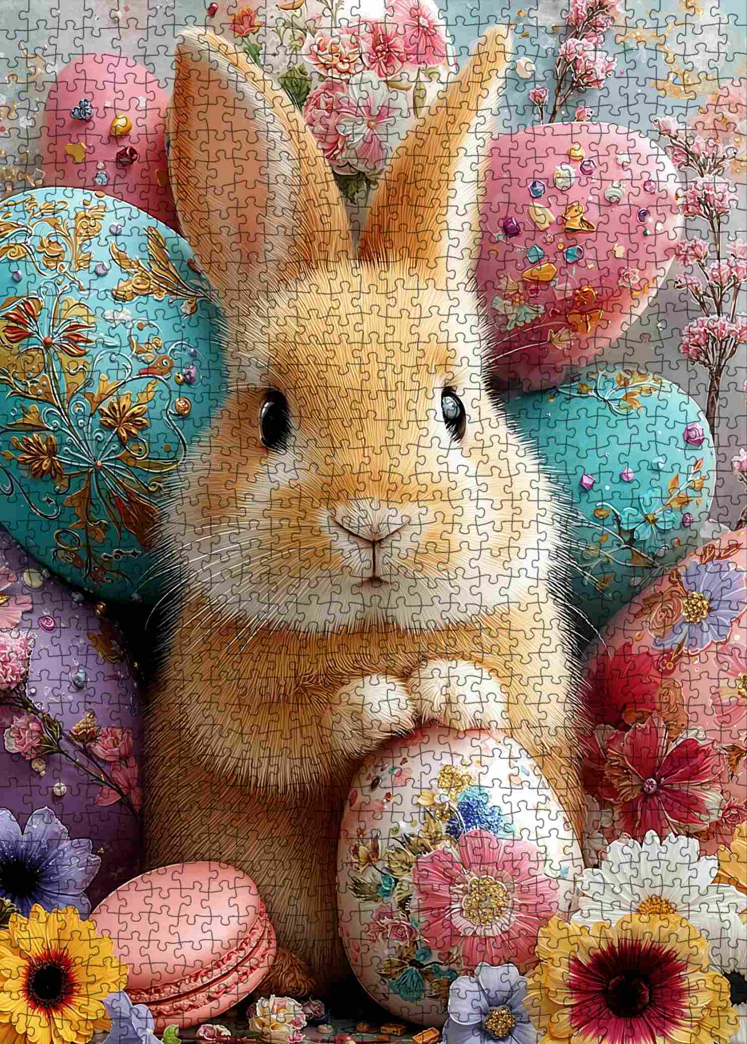 tucocoo-easter-bunny-floral-eggs-puzzle-1000-teile-ostern image 2