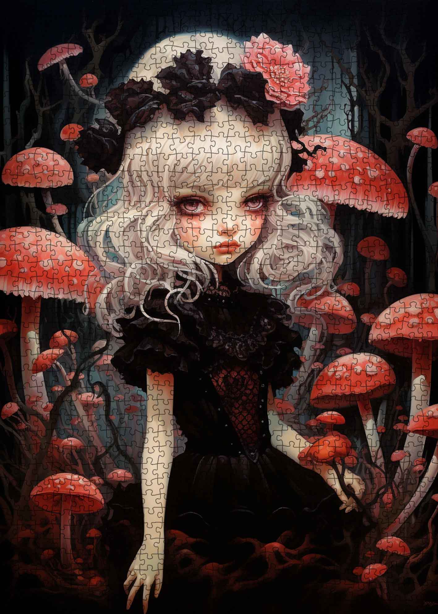 tucocoo-dark-fairy-with-mushrooms-puzzle-1000-teile-gothic image 2