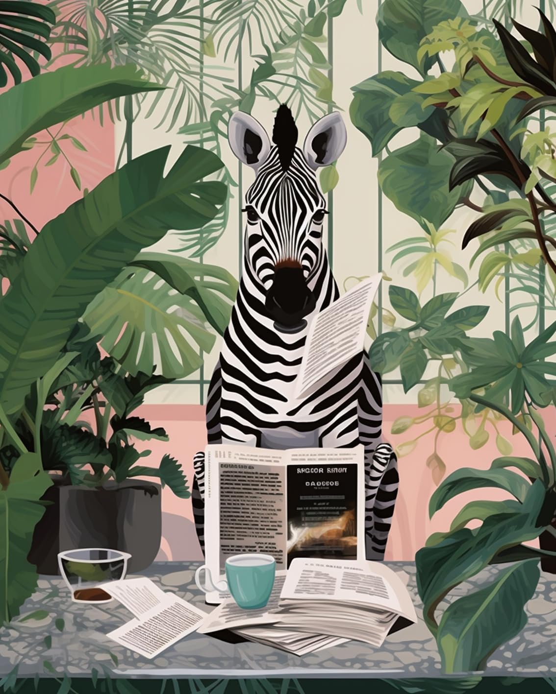 tucocoo-paint-by-numbers-zebra-lesend-malen-nach-zahlen-40x50 image 2