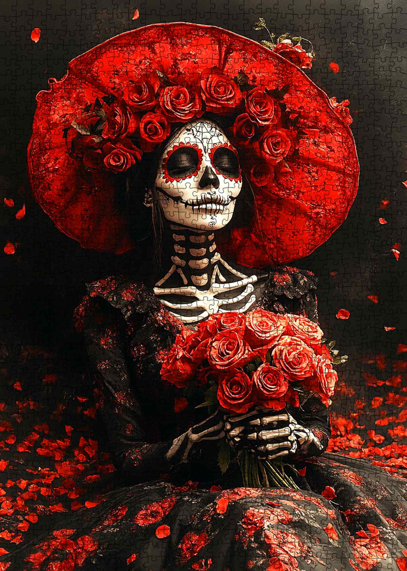 tucocoo-crimson-rose-skeleton-lady-puzzle-1000-teile-gothic image 2