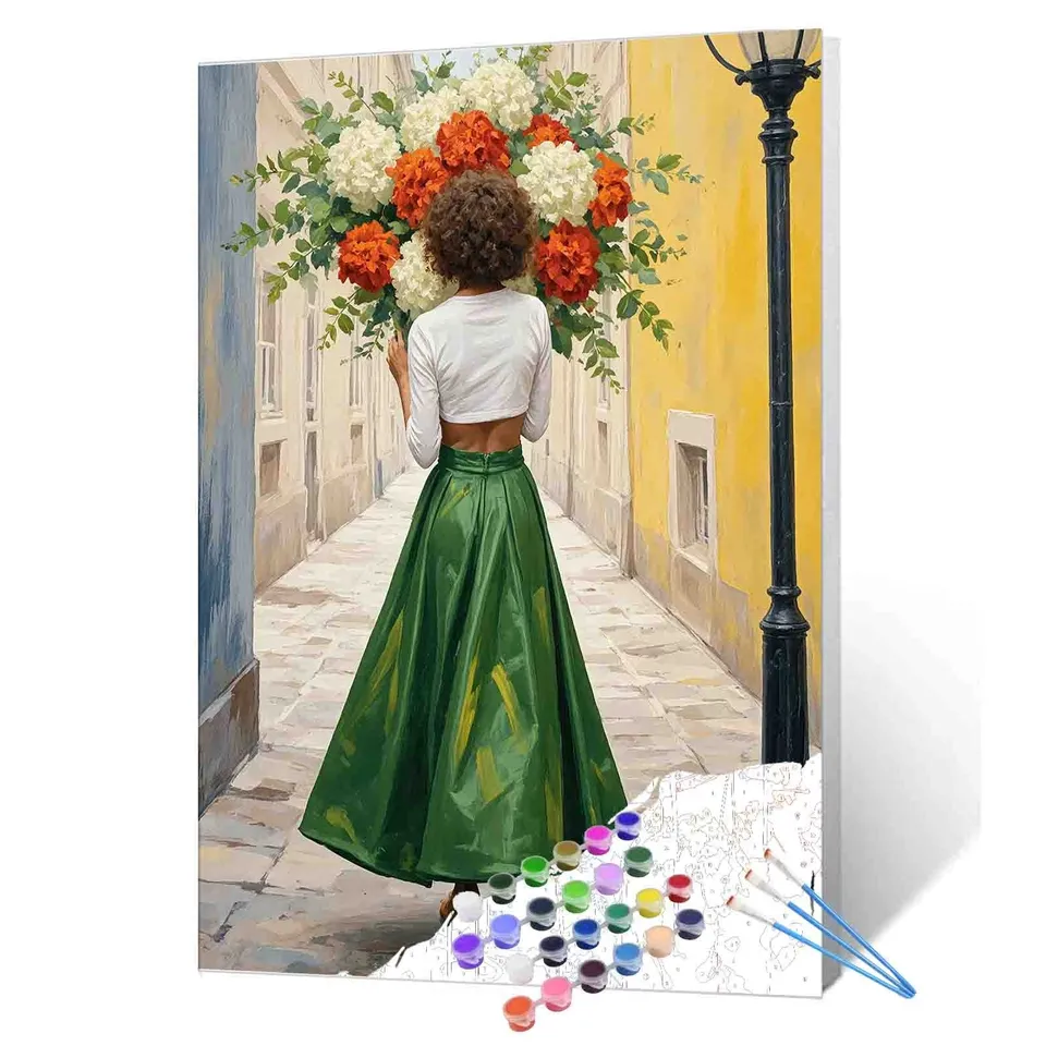 tucocoo-paint-by-numbers-woman-bouquet-malen-nach-zahlen-40x50 image 1