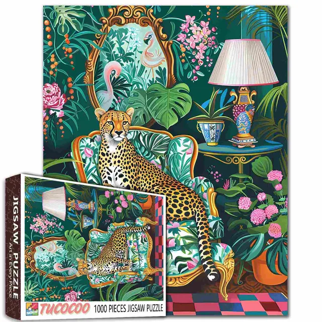 tucocoo-leopard-lounge-retreat-puzzle-1000-teile-leopard image 1