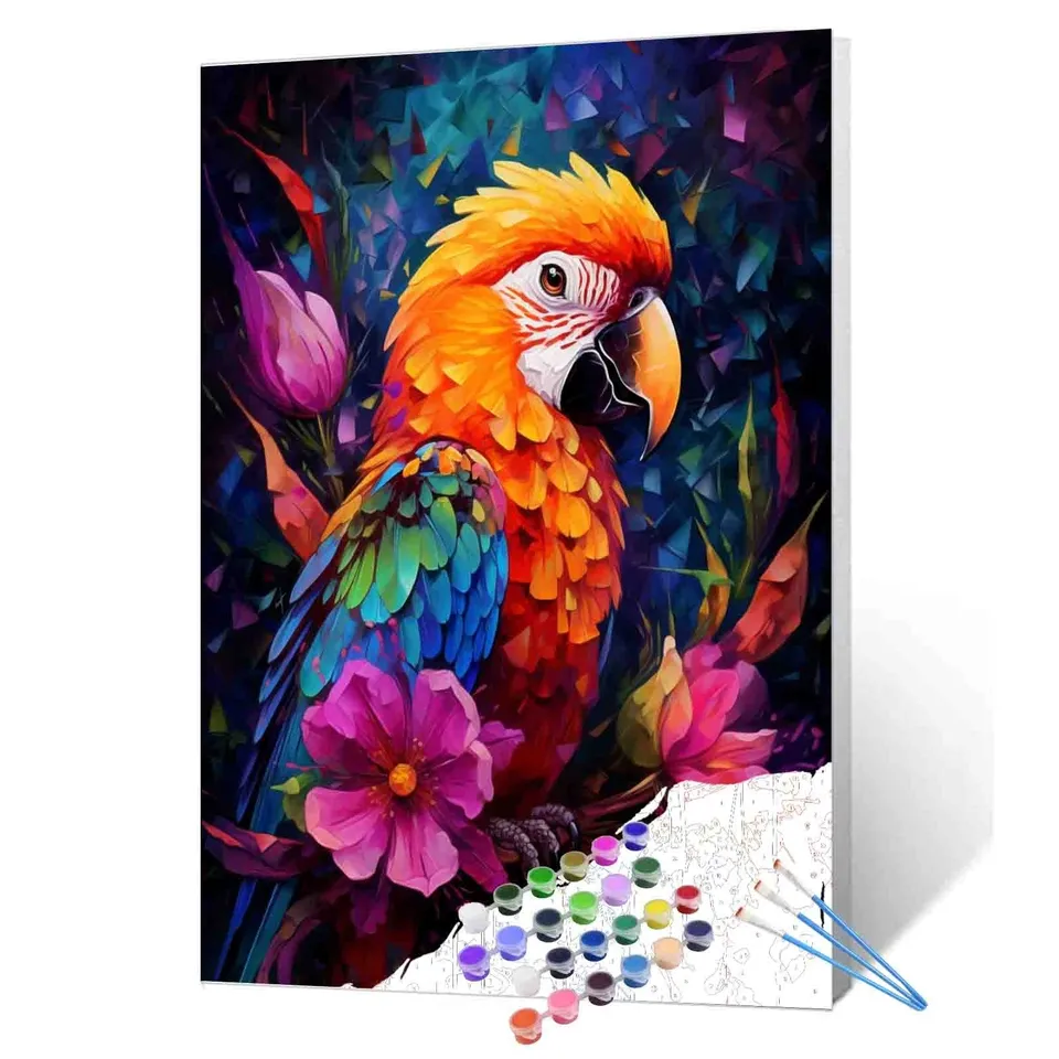 tucocoo-rainbow-macaw-bloom-malen-nach-zahlen-ohne-rahmen image 1
