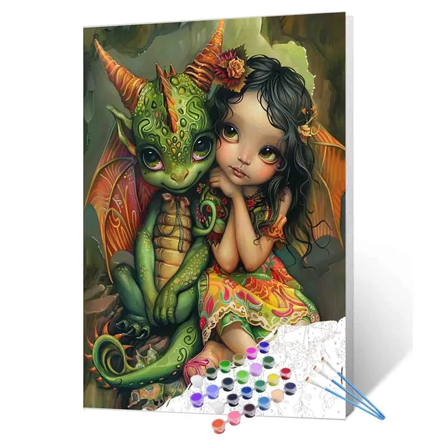 tucocoo-paint-by-numbers-girl-and-dragon-companions-malen-nach-zahlen-ohne-rahme image 1