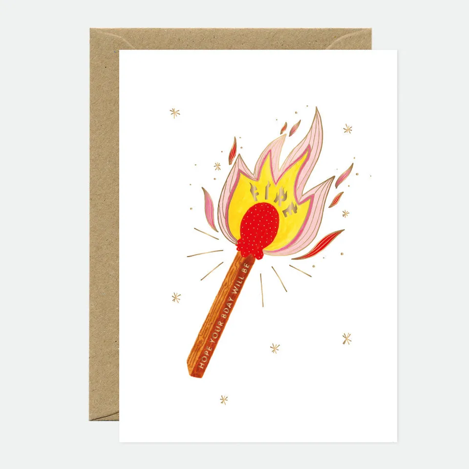 all-the-ways-to-say-fire-match-gru-karte-a6-goldfolie-geburtstag image 1