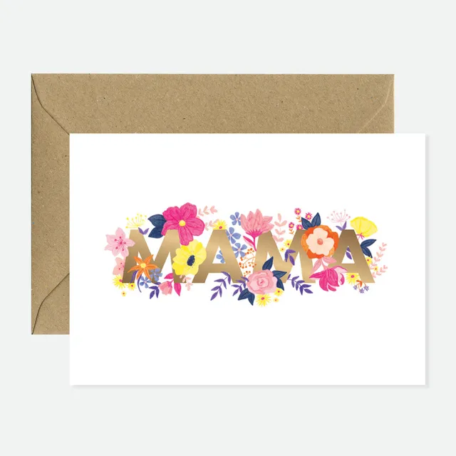 all-the-ways-to-say-mama-flowers-gru-karte-a6-goldfolie image 1