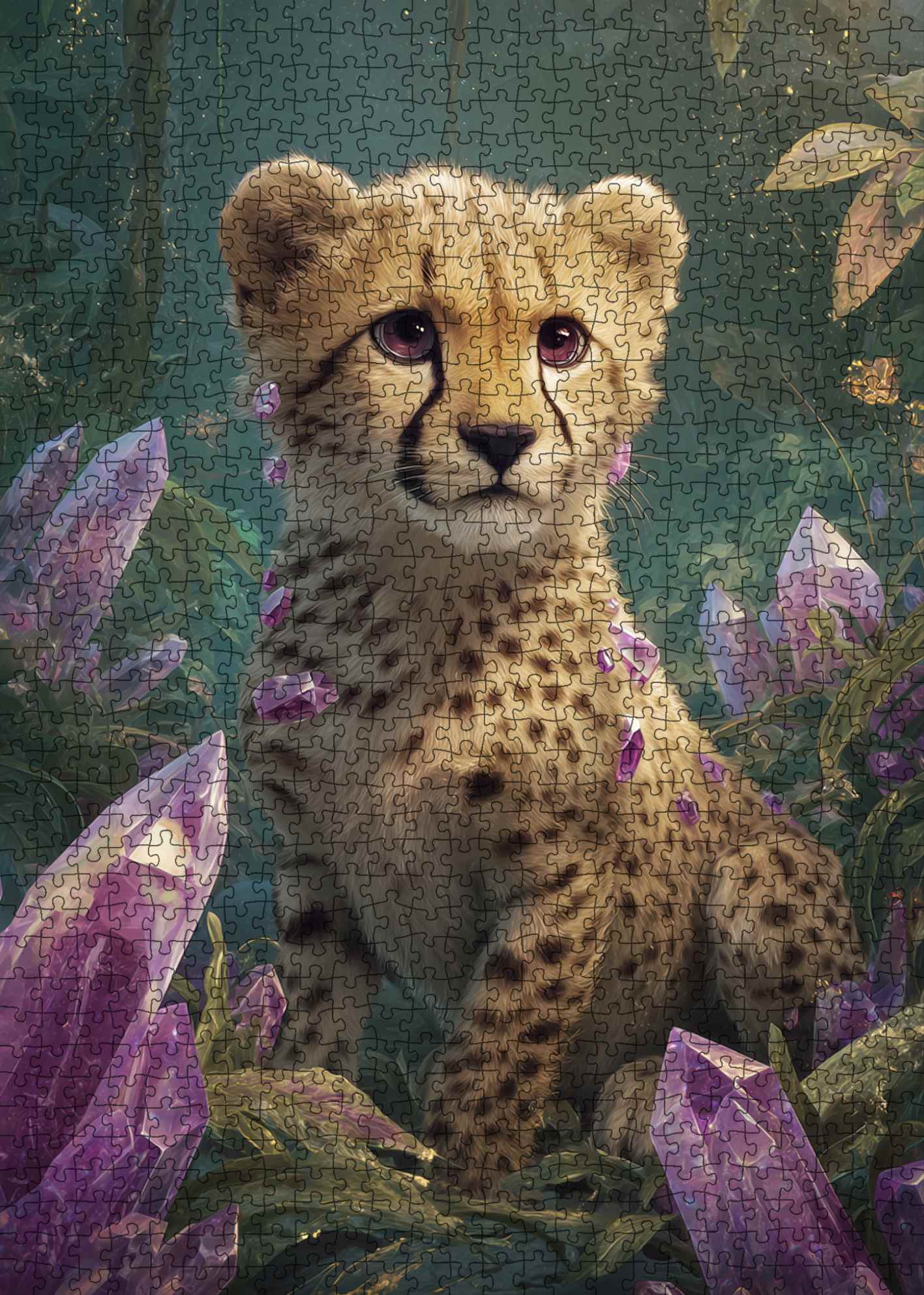 tucocoo-jigsaw-puzzles-cheetah-cub-crystal-forest-puzzle-1000teile image 2