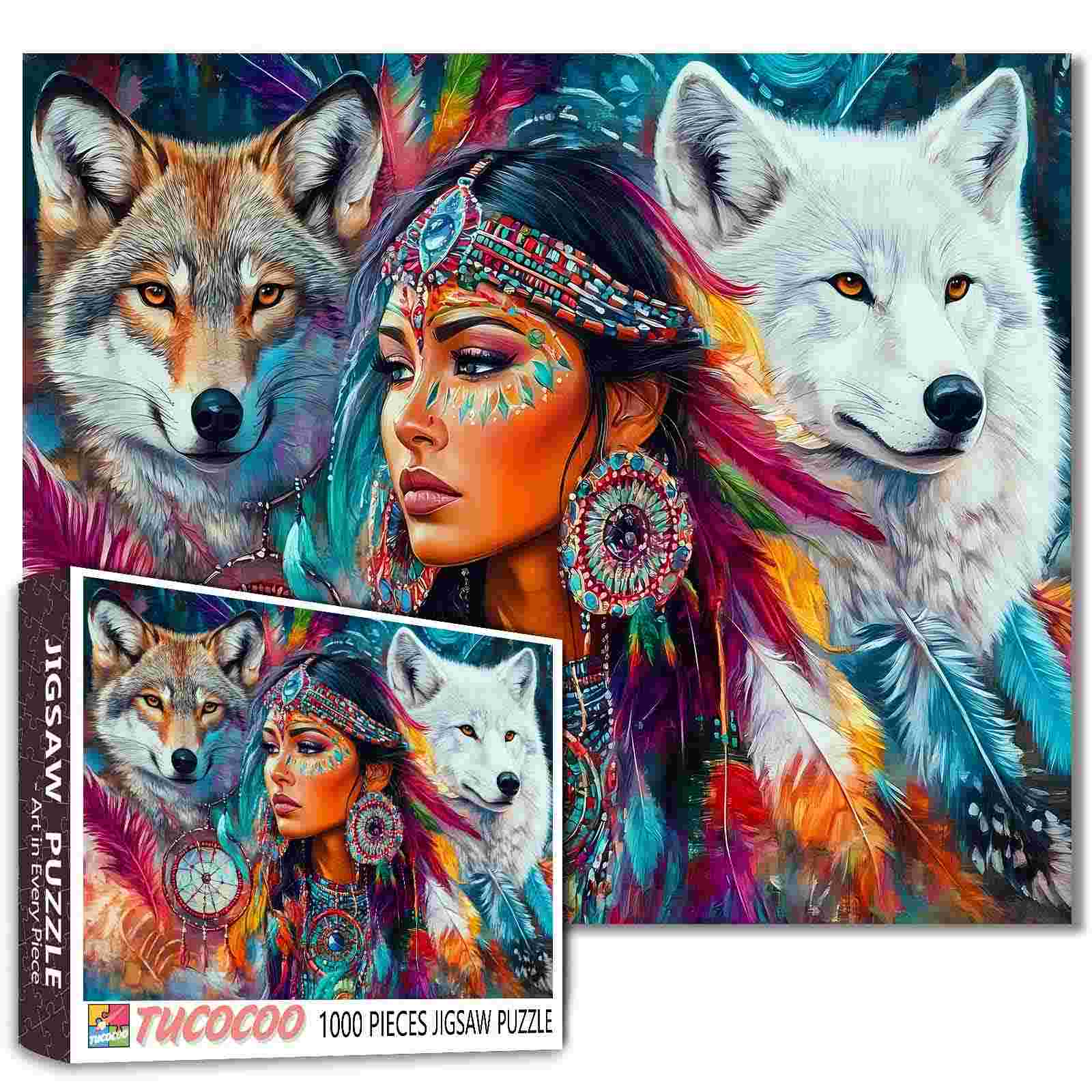 tucocoo-native-spirit-and-wolves-puzzle-1000-teile-portrait image 1