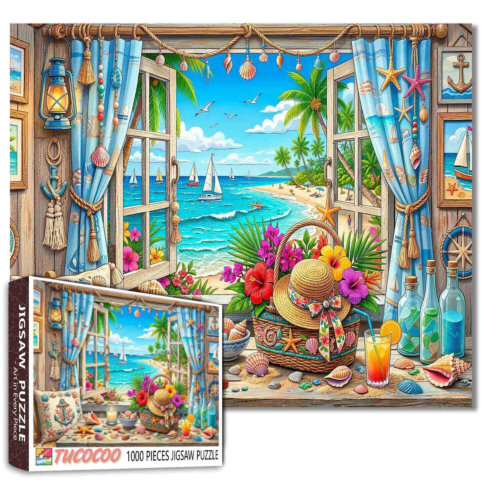 tucocoo-tropical-seaside-window-puzzle-1000-teile-strand image 1