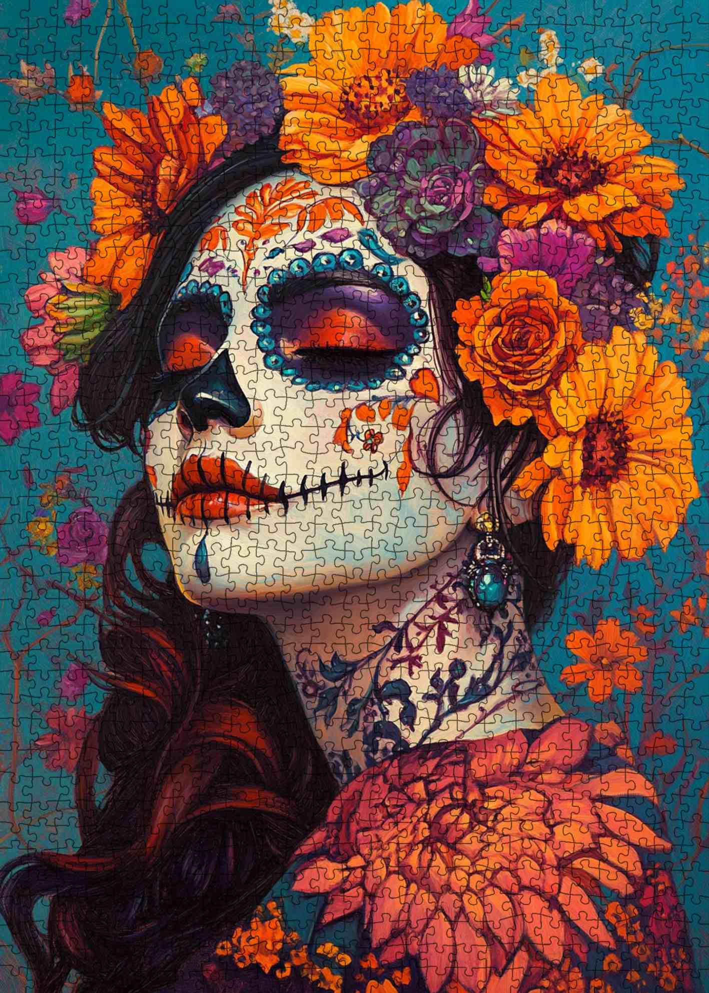 tucocoo-jigsaw-puzzles-floral-sugar-skull-woman-puzzle-1000-teile image 2