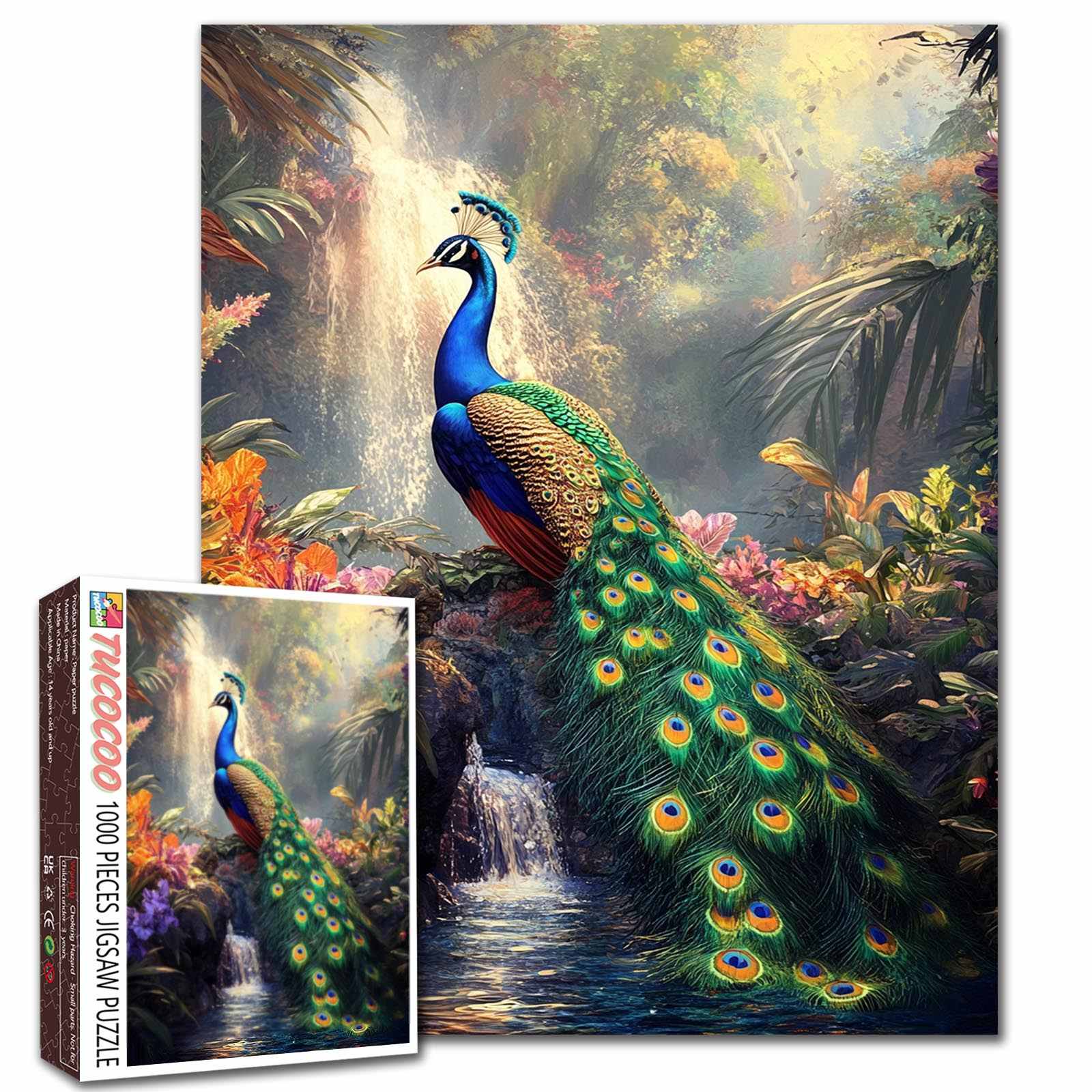 tucocoo-majestic-peacock-garden-puzzle-1000-teile-pfau image 1