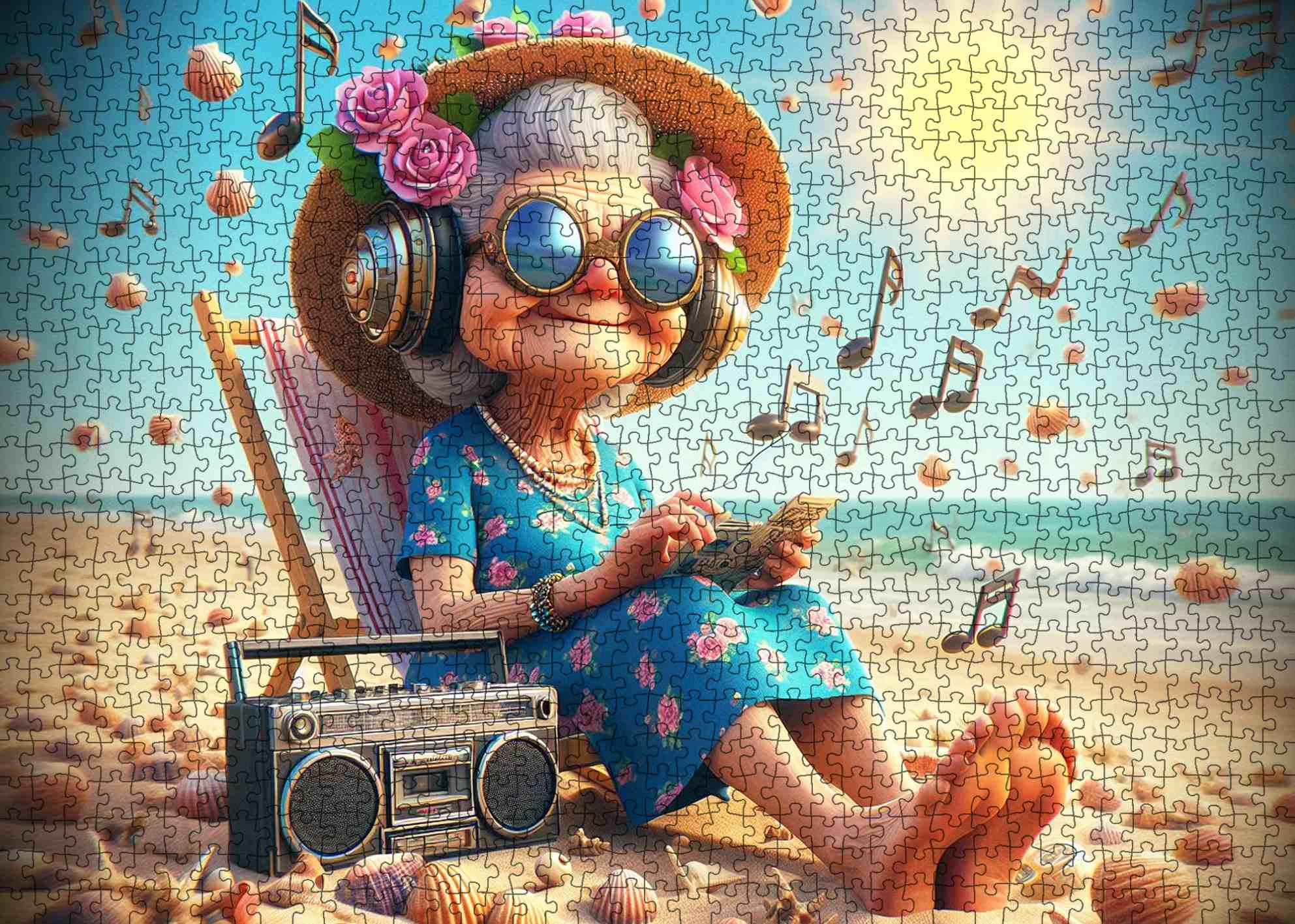 tucocoo-joyful-music-beach-granny-puzzle-1000-teile-strand image 2