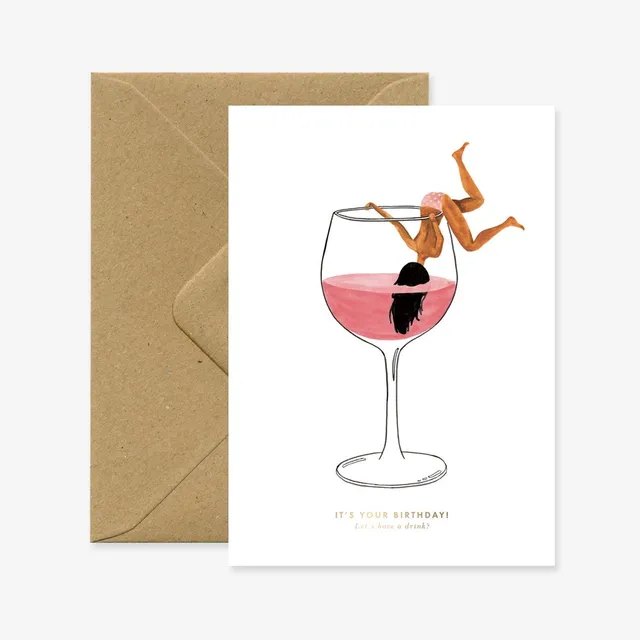 all-the-ways-to-say-greeting-cards-just-one-drink-geburtstagskarte-a6-wein image 1