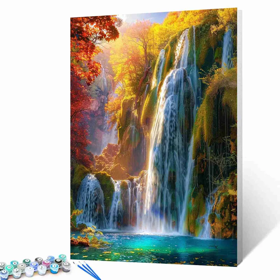 tucocoo-enchanting-autumn-waterfall-malen-nach-zahlen-40x50-ohne-rahmen image 1