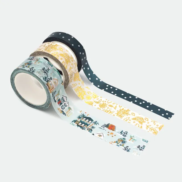 all-the-ways-to-say-snowy-houses-washi-tape-3er-set-gold image 1