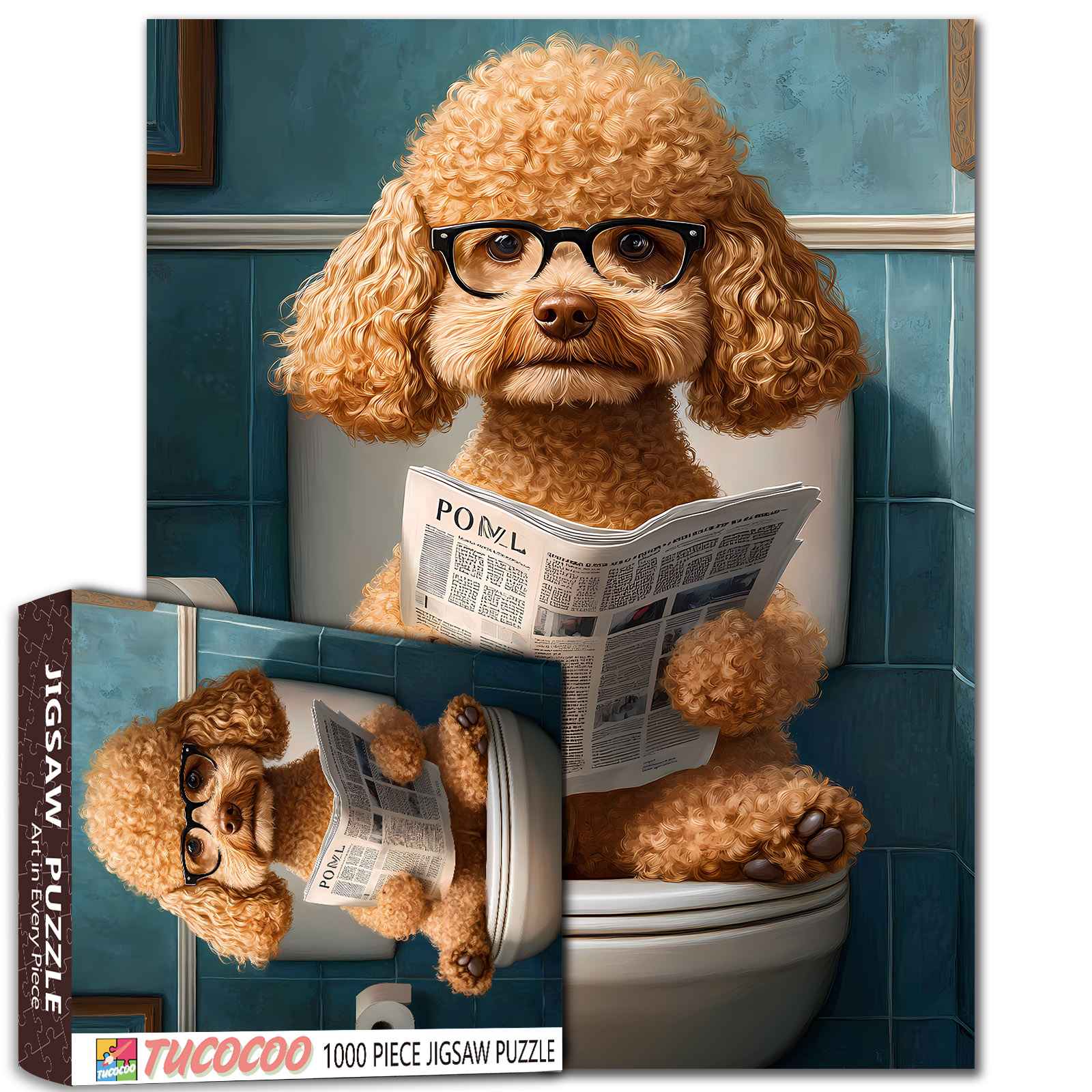 tucocoo-jigsaw-reading-poodle-puzzle-1000-teile-hund-pudel image 1