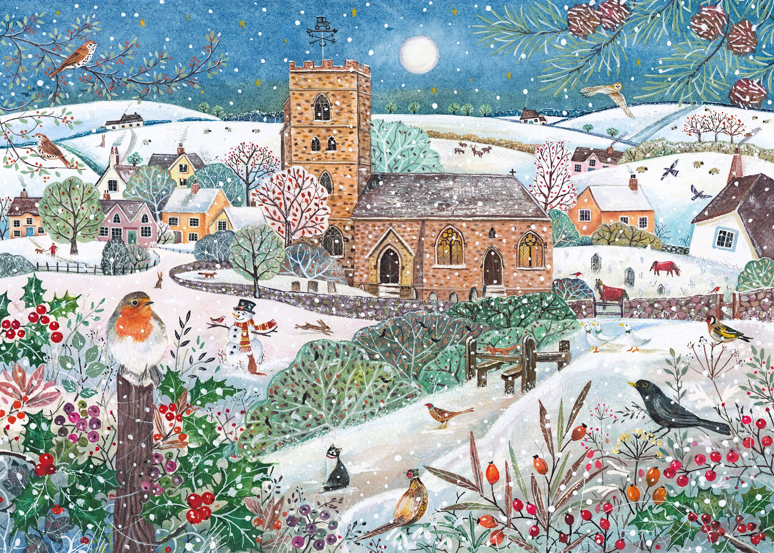 otter-house-winter-village-1000-teile-puzzle-winterdorf image 1