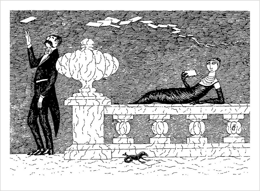 pomegranate-edward-gorey-postkartenbuch-30-humor-karten image 3