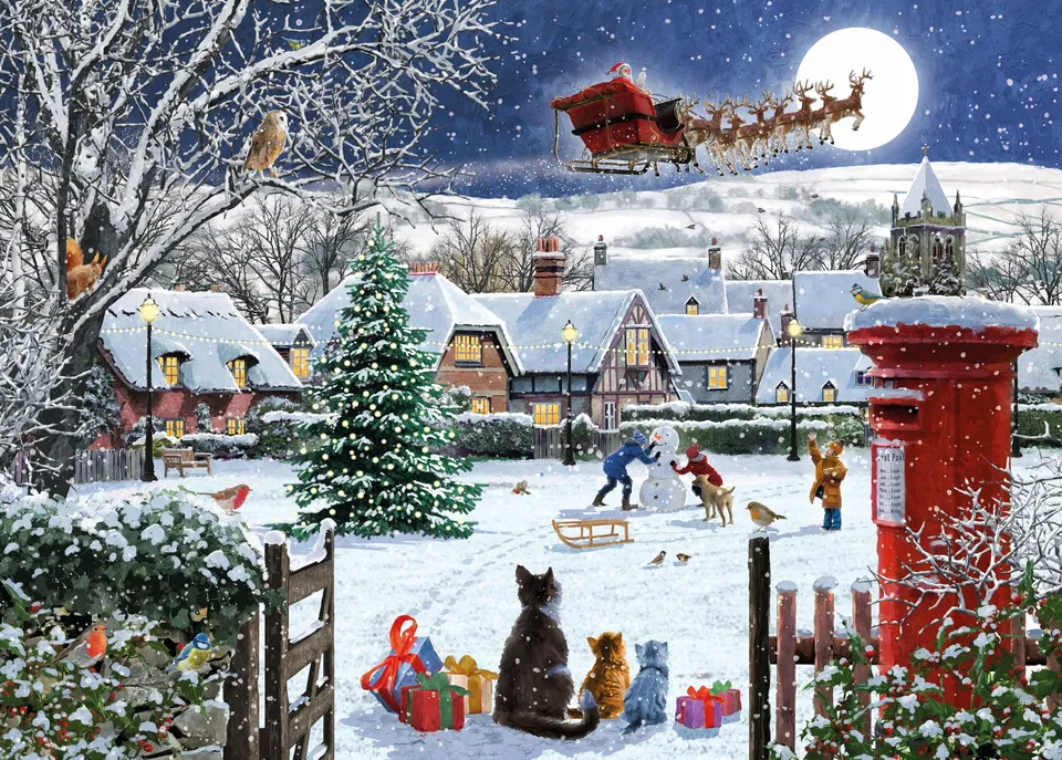 otter-house-santa-s-visit-puzzle-1000-teile-weihnachten image 1