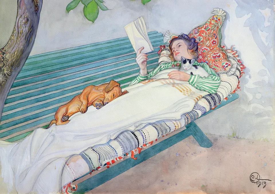 pomegranate-larsson-woman-reclining-geburtstagskarte image 1