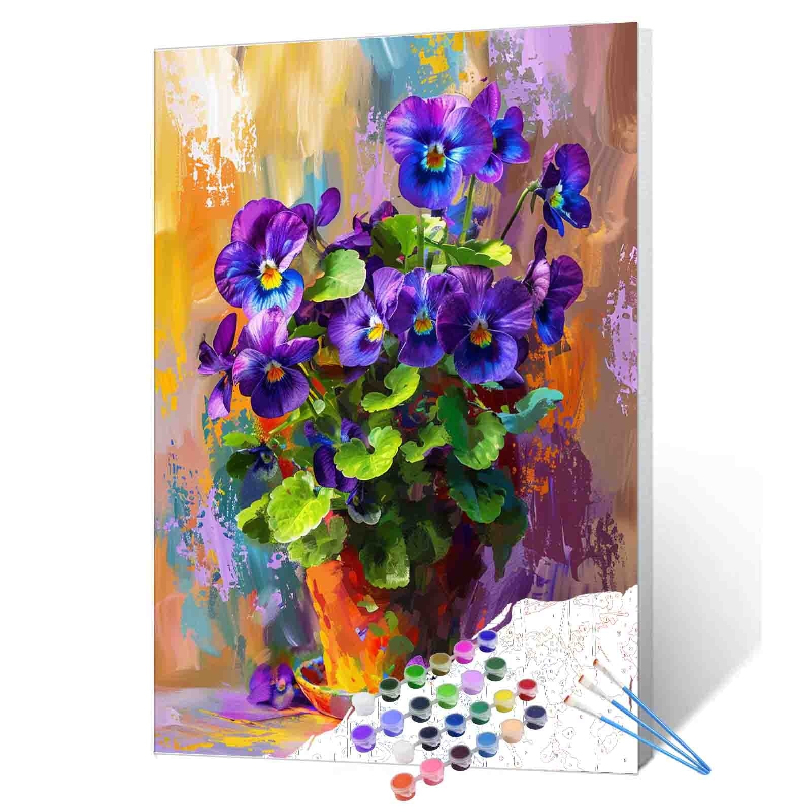 tucocoo-purple-pansies-in-ceramic-pot-malen-nach-zahlen-40x50-ohne-rahmen image 1
