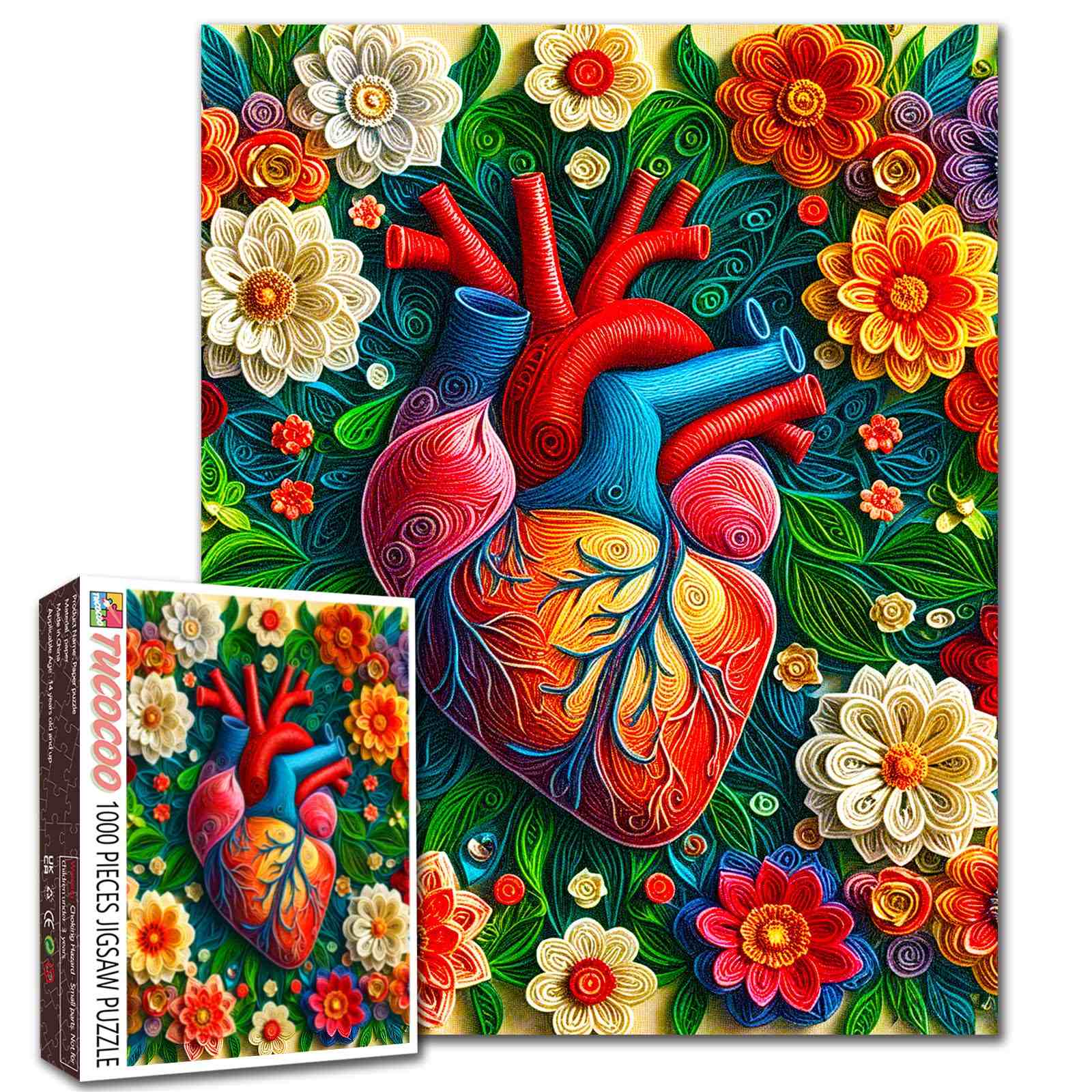 tucocoo-floral-anatomical-heart-puzzle-1000-teile-blumen image 1