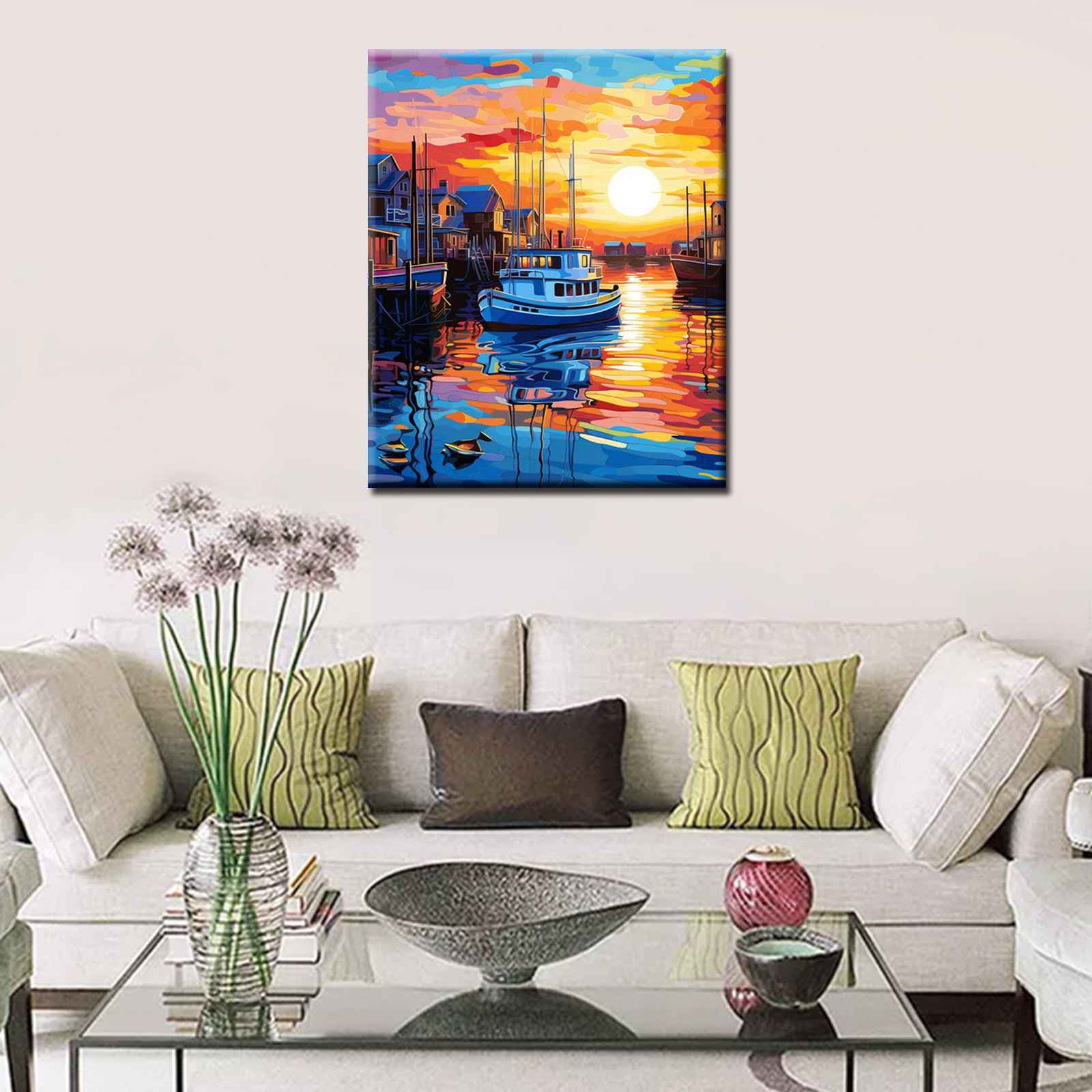 tucocoo-paint-by-numbers-vibrant-harbor-sunset-malen-nach-zahlen-40x50 image 3