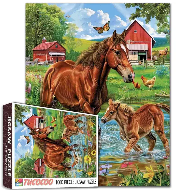 tucocoo-horse-and-foal-farm-puzzle-1000-teile-pferde image 1