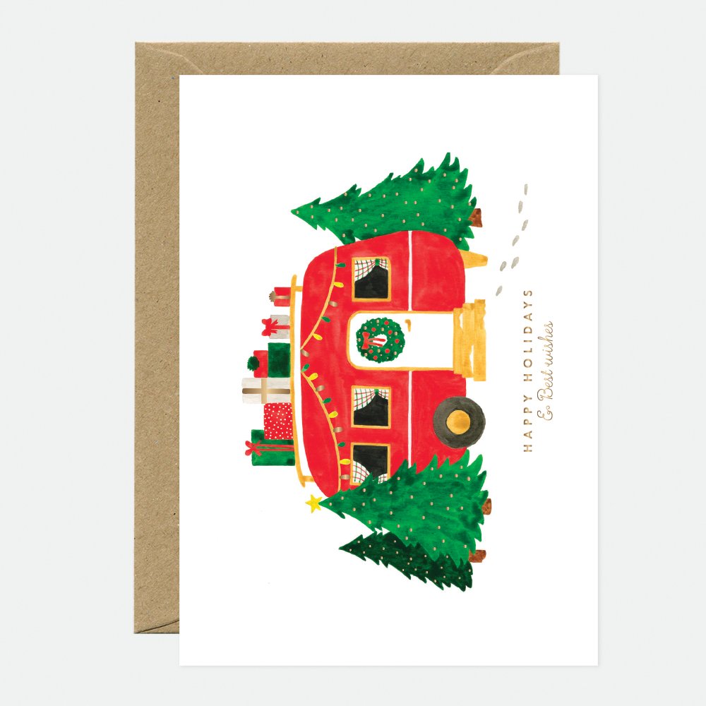 all-the-ways-to-say-xmas-caravan-weihnachtskarte-goldfolie image 1