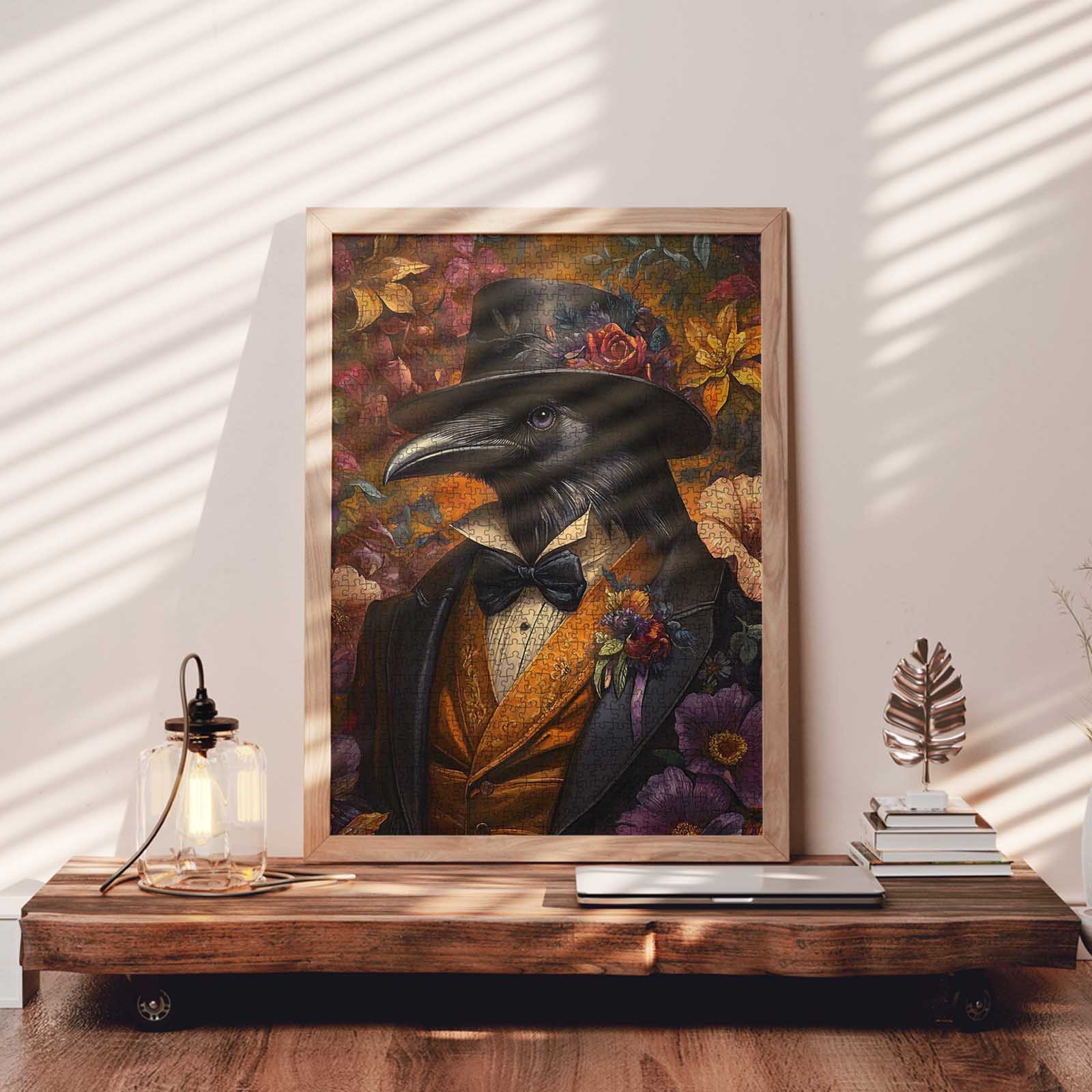 tucocoo-dapper-raven-with-floral-attire-puzzle-1000-teile-rabe image 3
