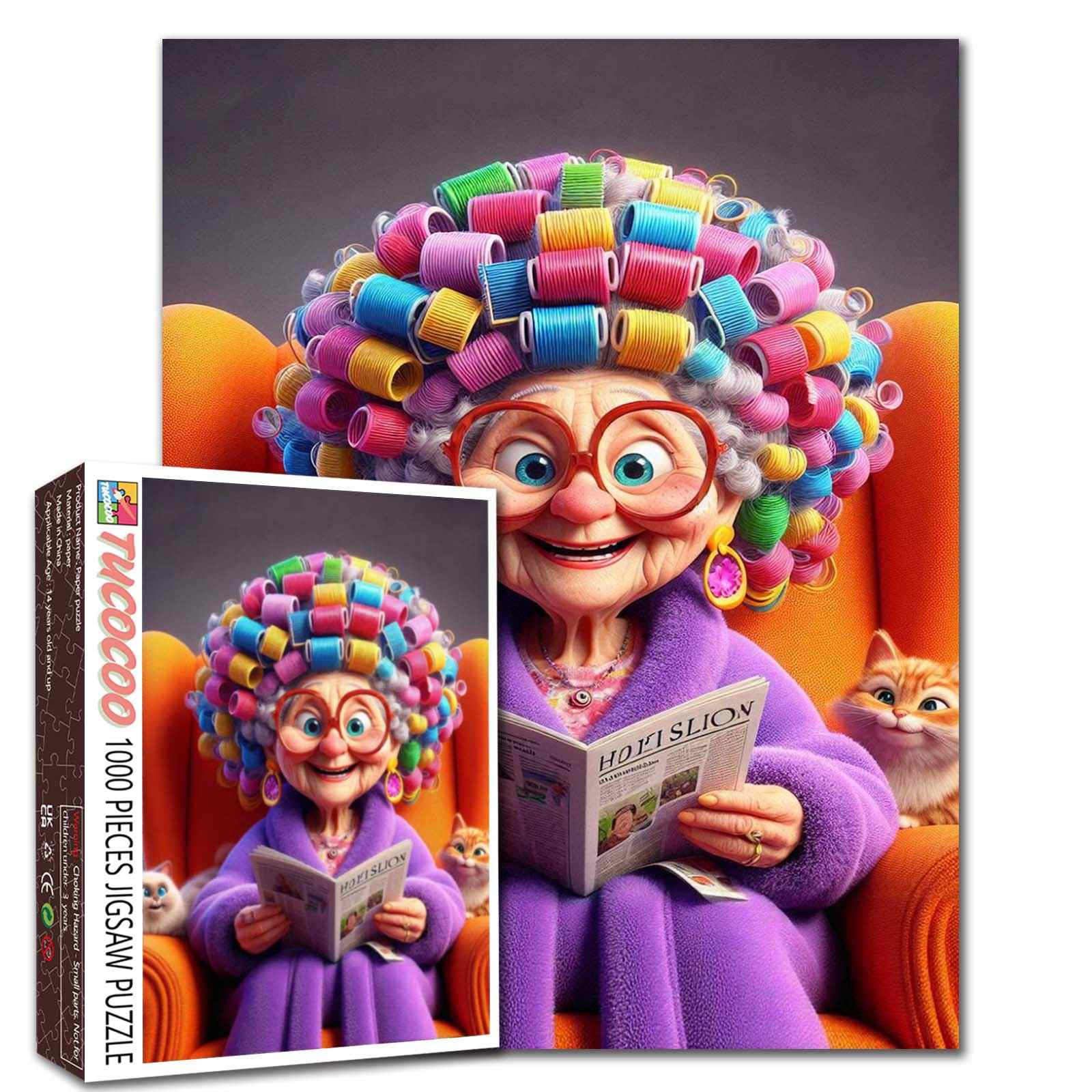 tucocoo-colorful-curlers-grandma-puzzle-1000-teile-oma image 1