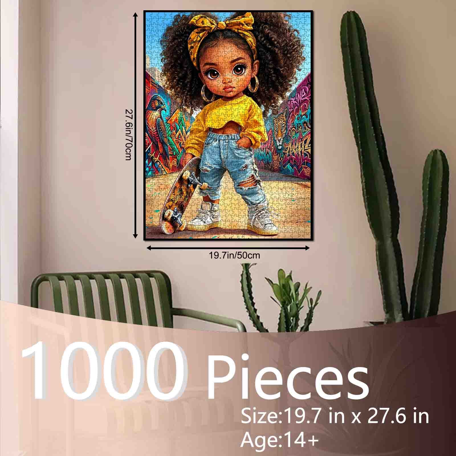 tucocoo-cute-afro-girl-skateboard-puzzle-1000-teile-street-art image 5