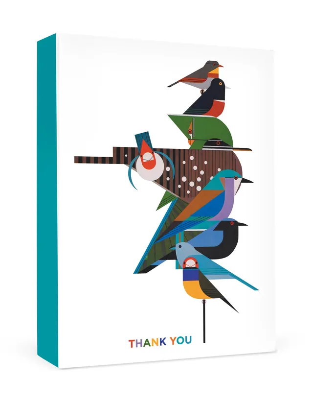 pomegranate-boxed-notecards-charley-harper-rainforest-birds-danke-set image 1