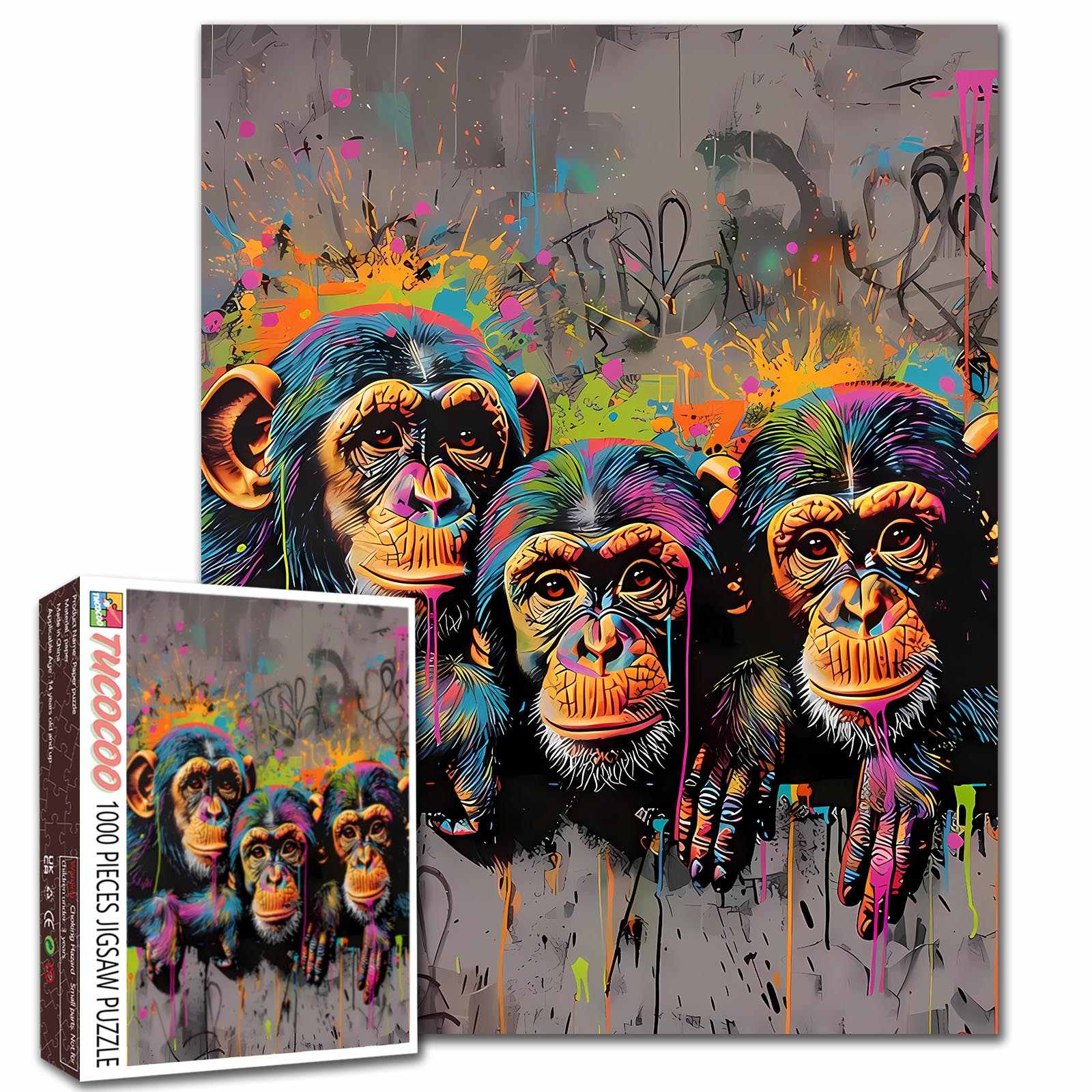 tucocoo-color-splash-monkeys-puzzle-1000-teile-graffiti image 1