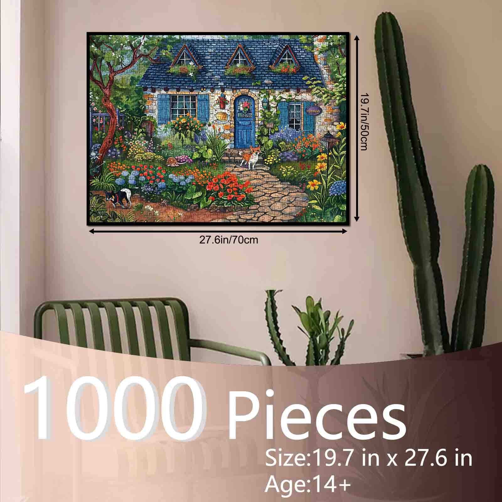 tucocoo-jigsaw-blaues-haus-mit-welpe-puzzle-1000-teile-landschaft image 5