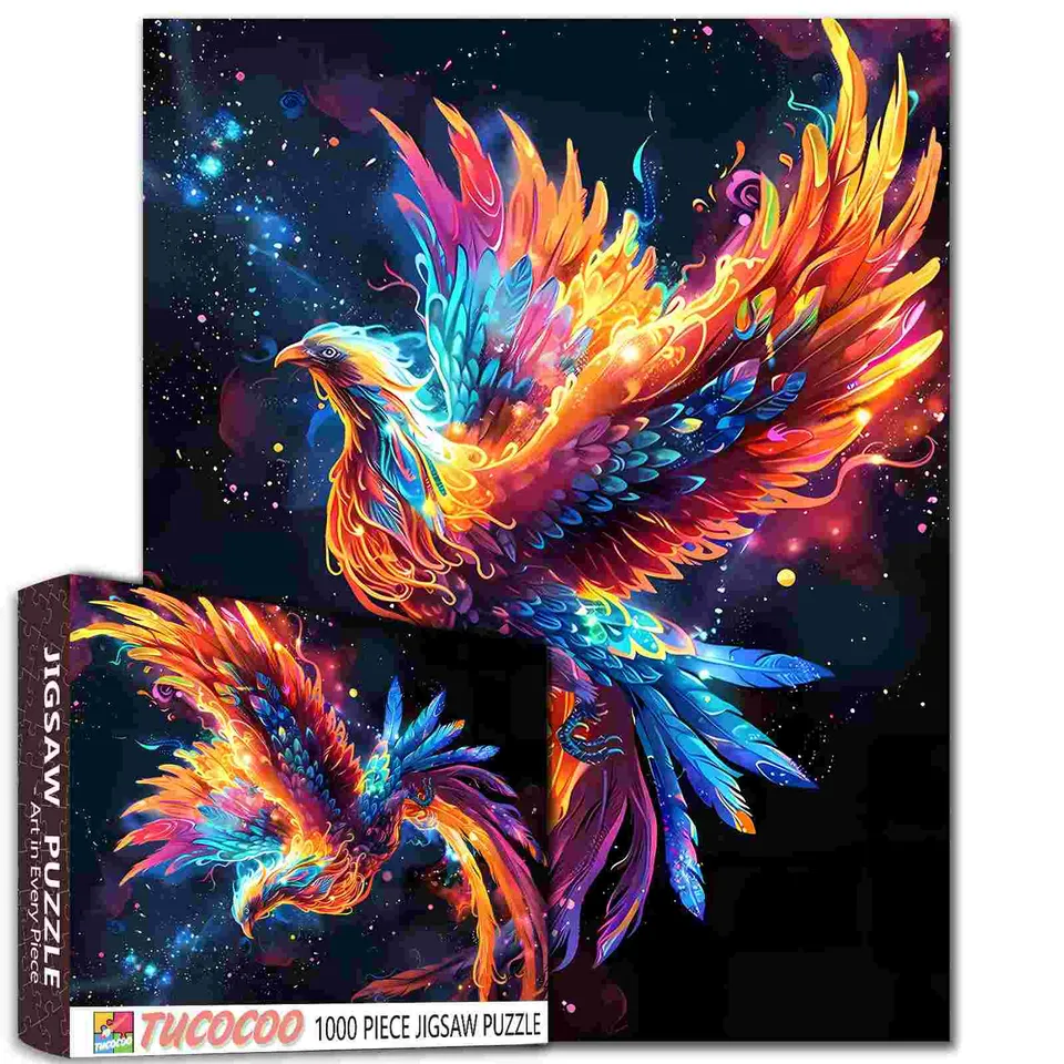tucocoo-jigsaw-colorful-phoenix-puzzle-1000-teile-tiere image 1