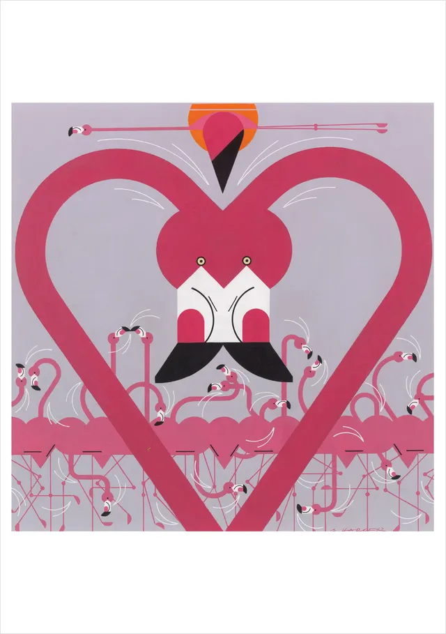 pomegranate-birthday-cards-charley-harper-flamingo-geburtstagskarte image 1