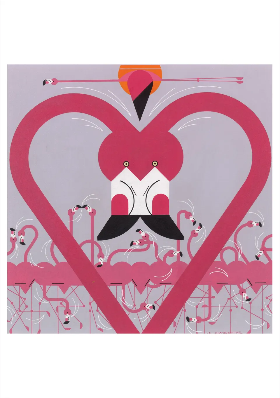 pomegranate-birthday-cards-charley-harper-flamingo-geburtstagskarte image 1