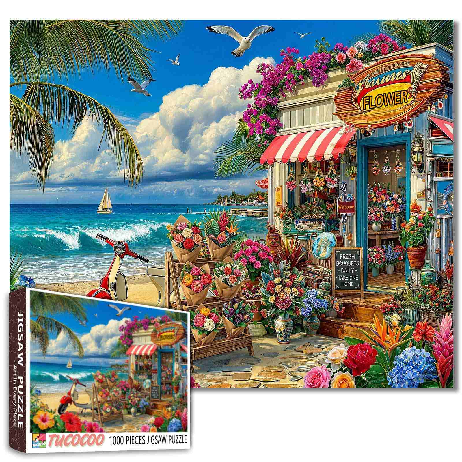 tucocoo-tropical-beach-flower-shop-puzzle-1000-teile-blumen image 1