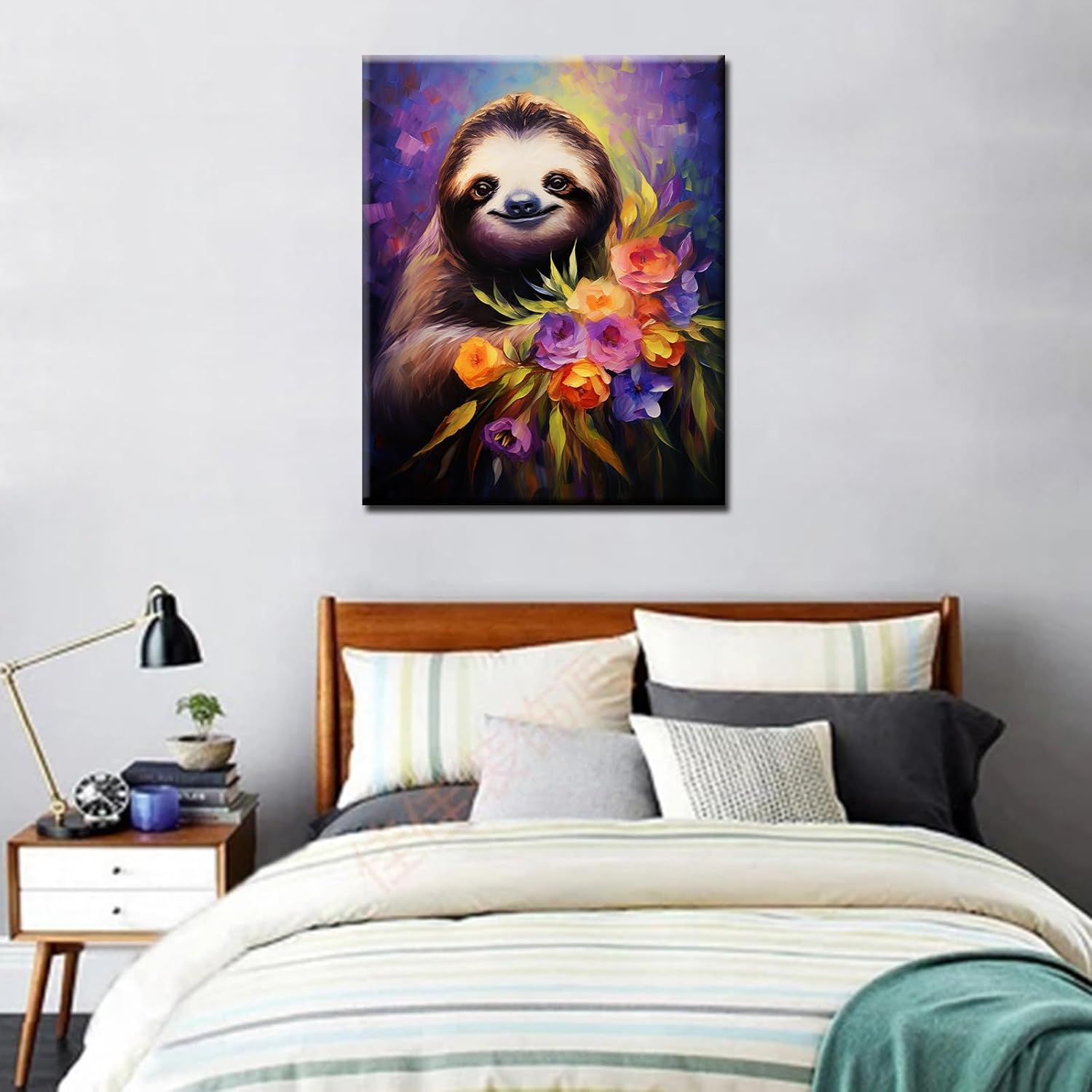 tucocoo-paint-by-numbers-faultier-mit-blumen-malen-nach-zahlen-40x50 image 3
