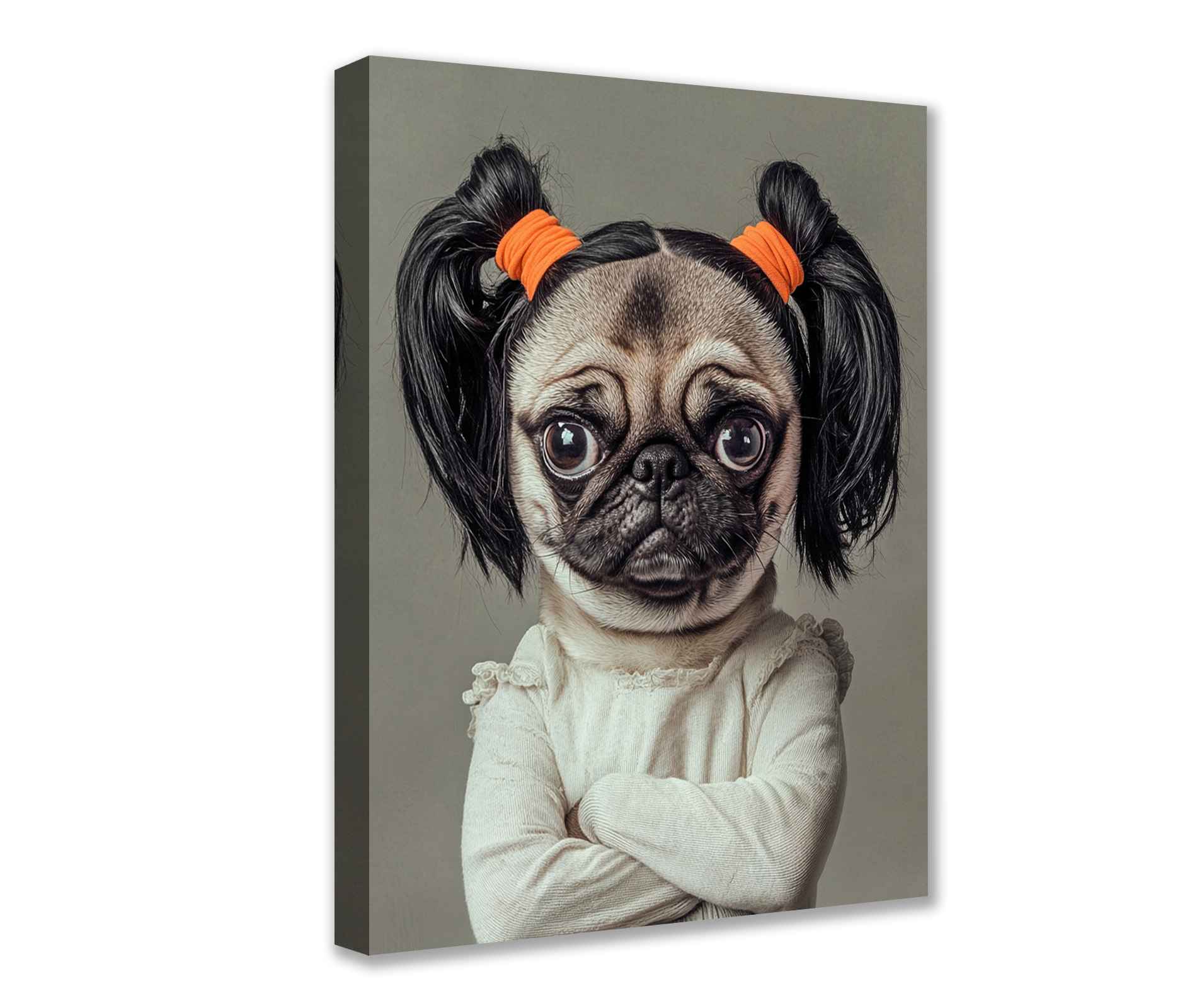 tucocoo-pug-with-pigtails-leinwandbild-30x40-mops image 1