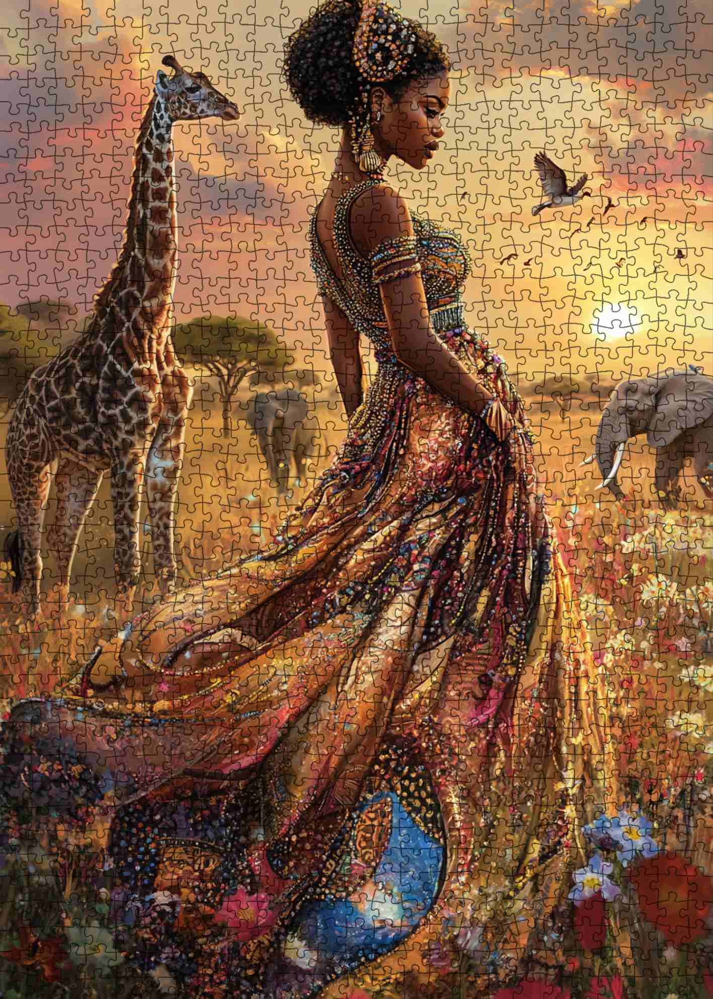 tucocoo-african-queen-sunset-field-puzzle-1000-teile-frau image 2